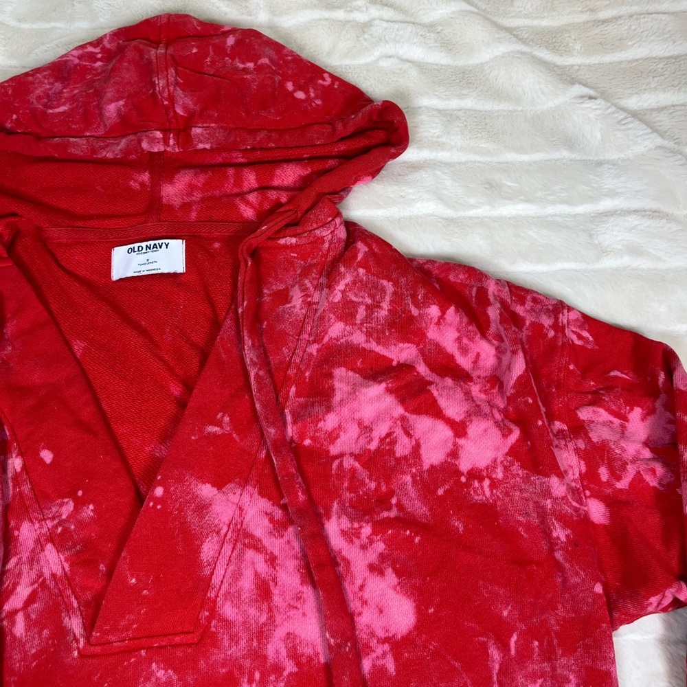 Old Navy S Red Bleach Dye Grunge Preppy School Fall Winter Spring Comfy Hoodie